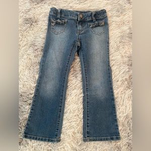 GYMBOREE Girl’s Slightly Flared Denim Jean Size 5 Front Pocket Bow Detail